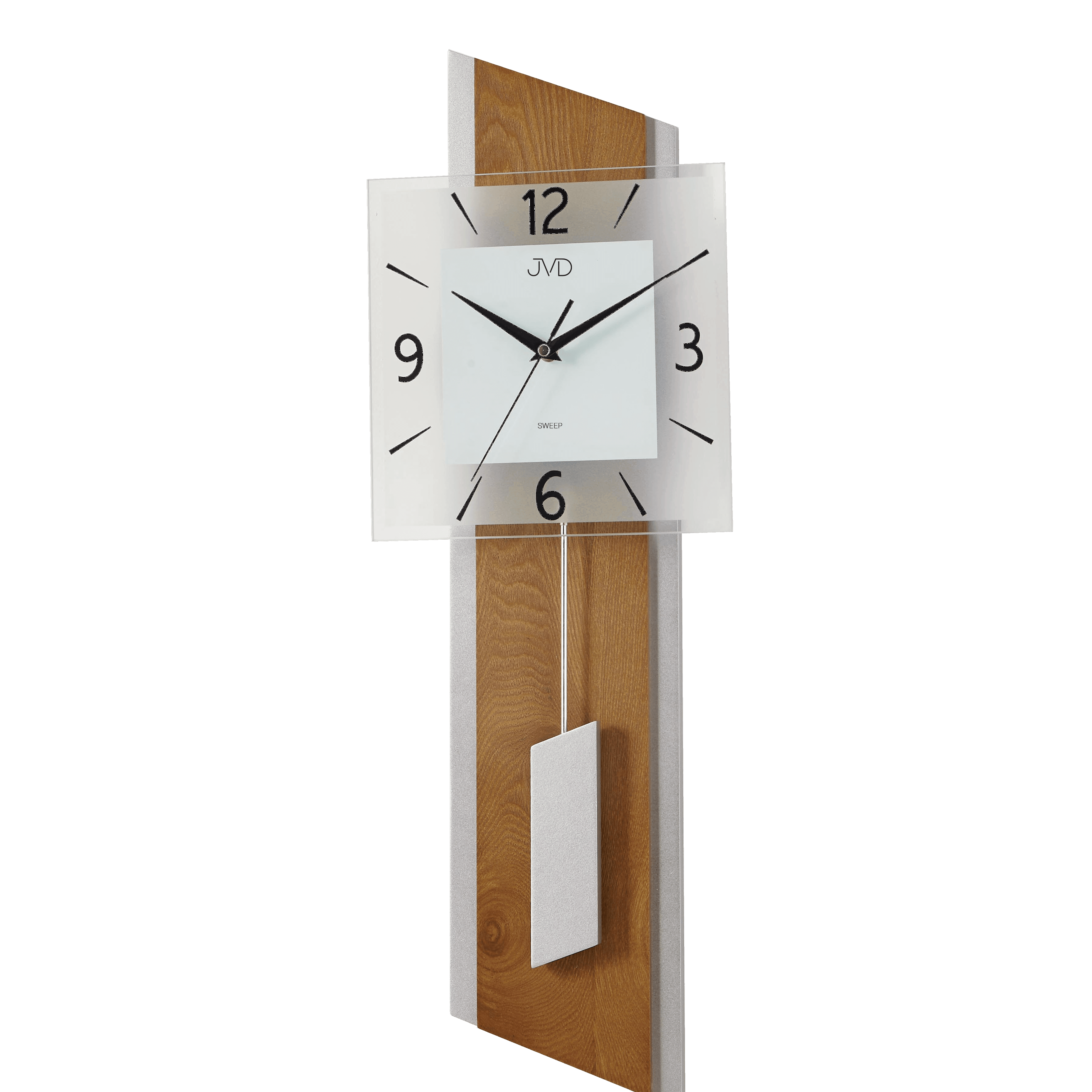 Orologio a pendolo da parete in legno e vetro al quarzo JVD 19052