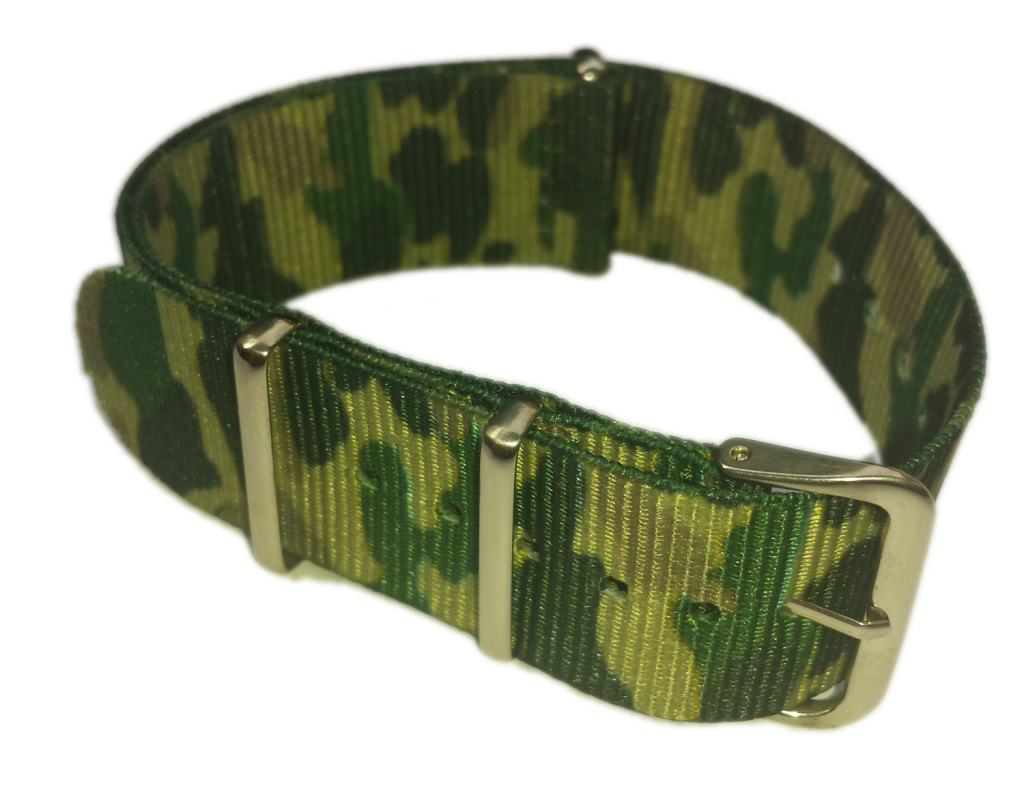 Cinturino in tessuto tipo Nato Mimetico Verde 24 mm