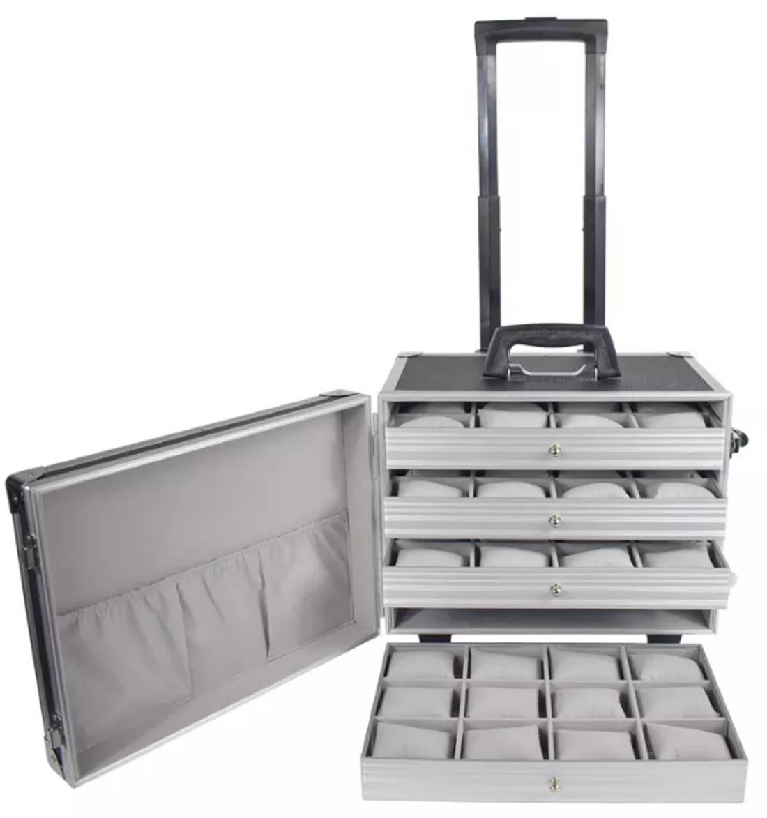 Trolley valigetta porta orologi  in alluminio 48 posti